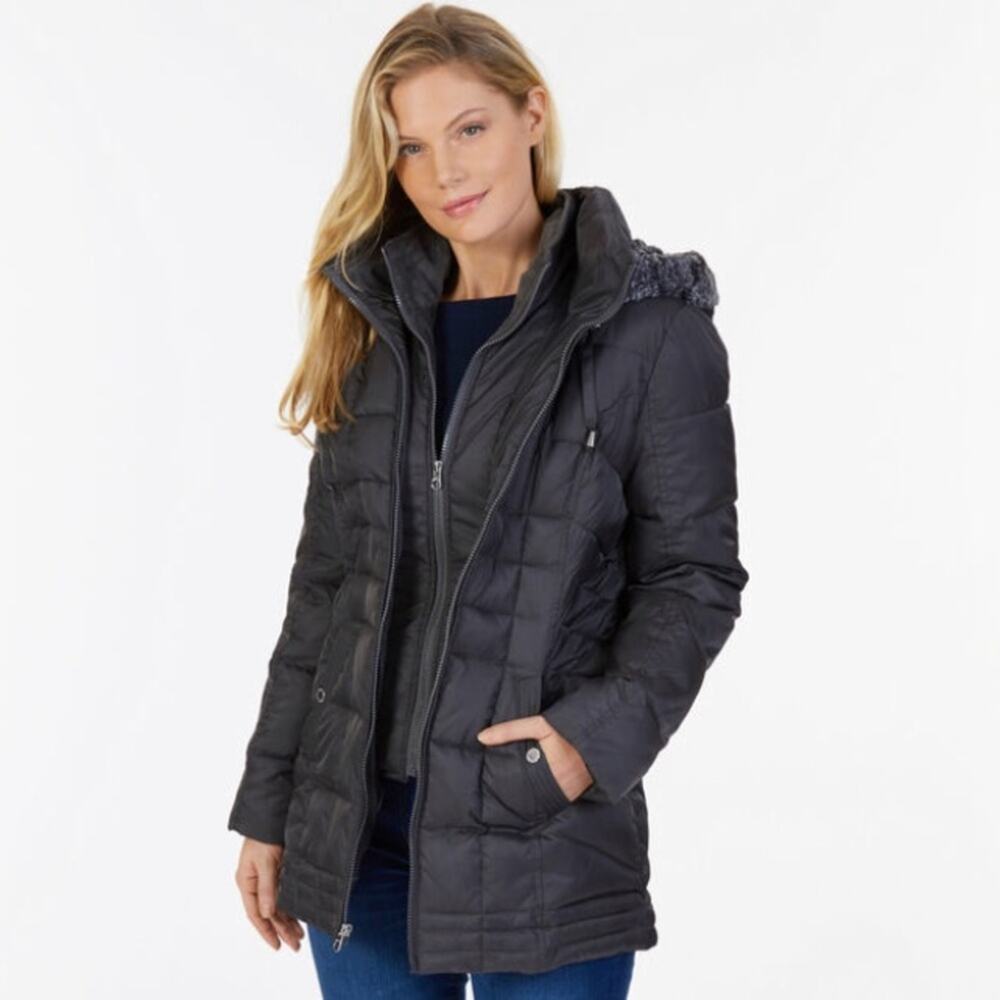 Nautica Faux Fur Hood Down Puffer Jacket